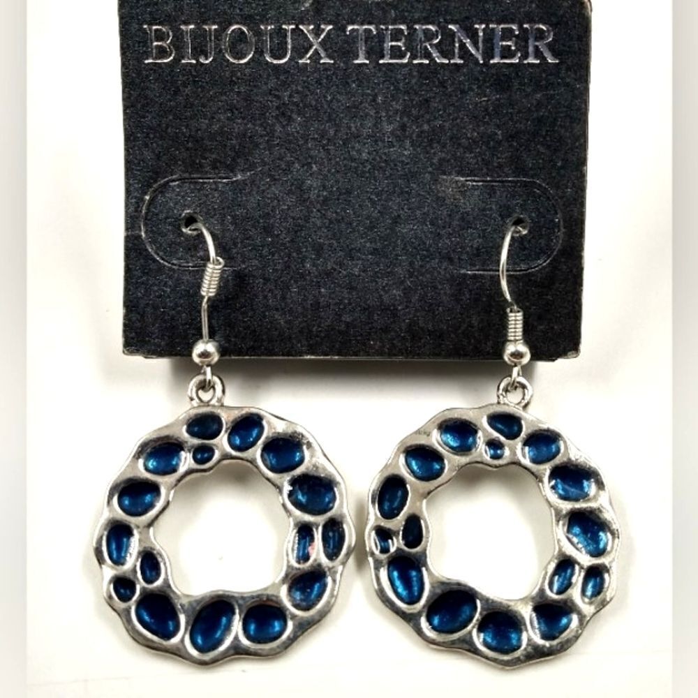 Bijoux Terner Animal Print Earrings Jewelry Blue Stone  New